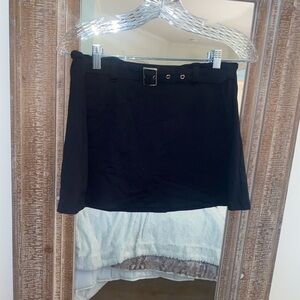 Tiger Mist Black Belted Mini Skirt